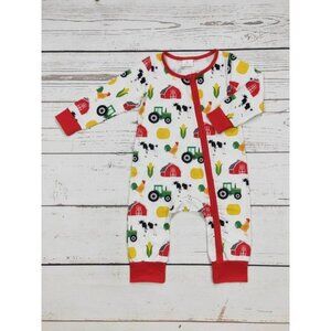 Baby Farm Animal Print Long Sleeve Zip Romper 2T